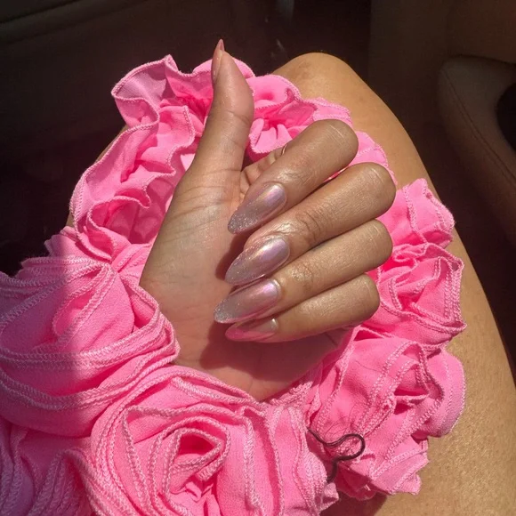 Naked Wardrobe Pink Ruffled Gloves - Picture 3 of 3